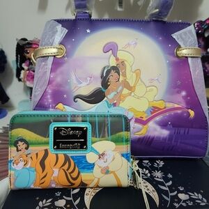 Disney Loungefly Aladdin Purple and Gold Bag Set
